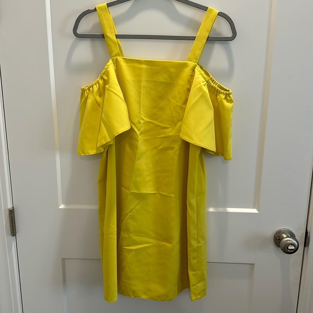 Chartreuse off the shoulder dress